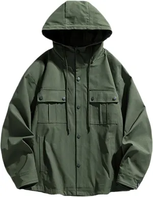 Jegsnoe Men Hoodie Jackets Autumn Hooded Sweatshirts Coats Hard Fabric Cotton Hoodie Coats