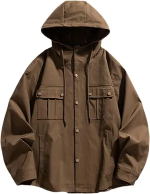 Jegsnoe Men Hoodie Jackets Autumn Hooded Sweatshirts Coats Hard Fabric Cotton Hoodie Coats