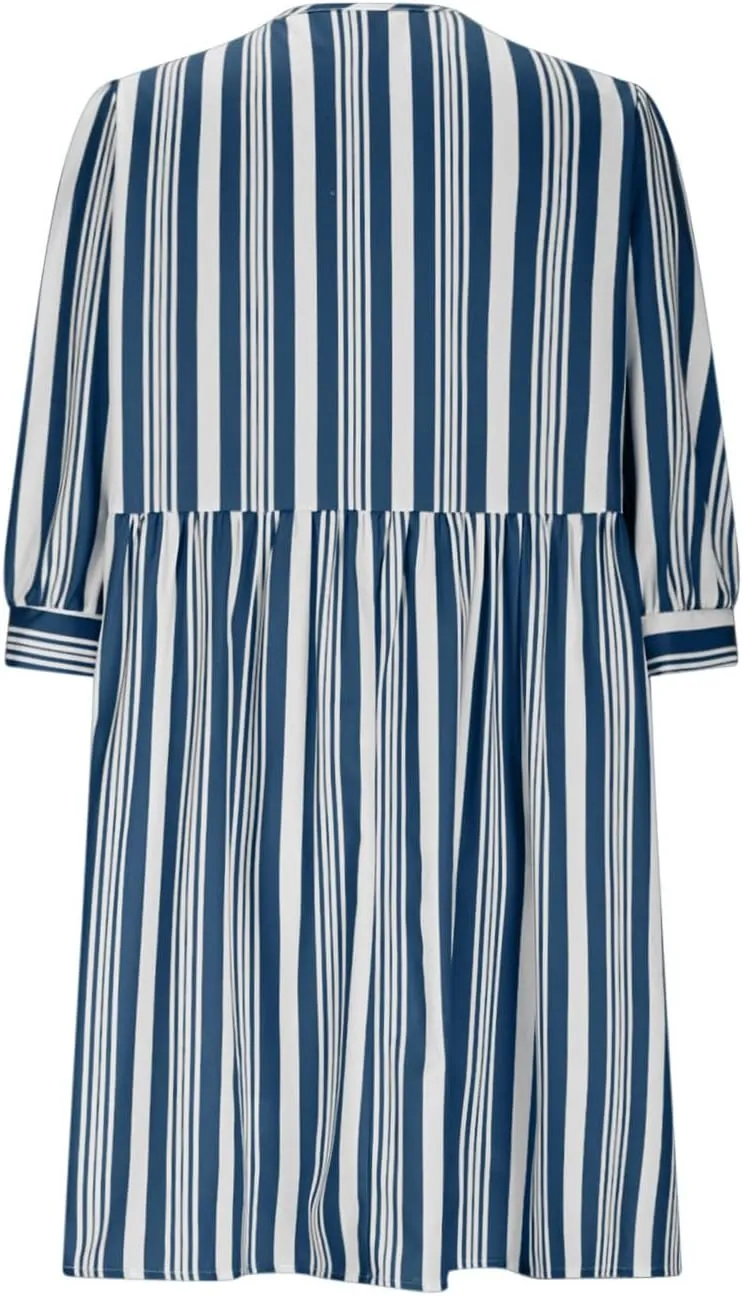 JOAU Babydoll Dresses for Women 2025 Summer Casual Bow Tie Striped Dress 3/4 Sleeve Loose Flowy Mini Dresses with Pockets