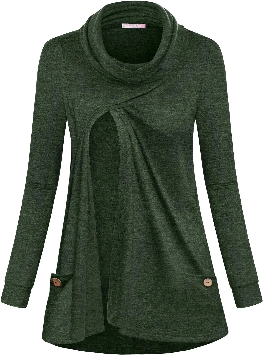 Joymom Maternity Warm Cowl Neck Nursing Sweatshirt Breastfeeding Tunic Tops