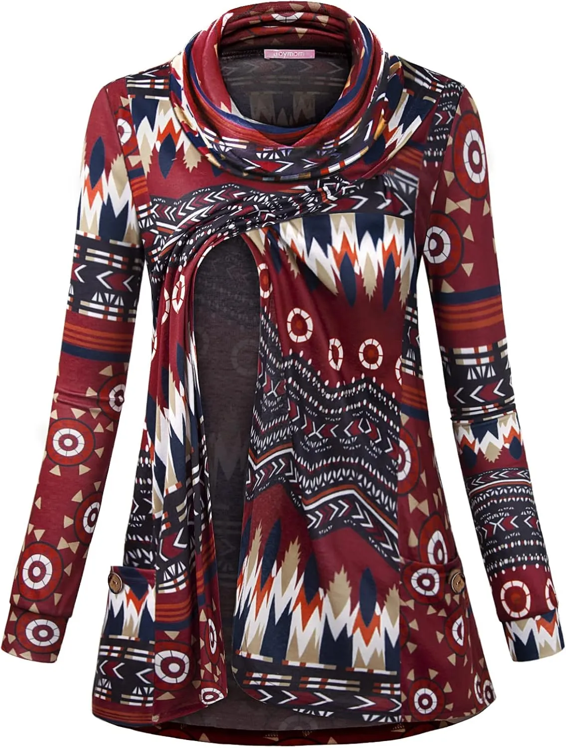 Joymom Maternity Warm Cowl Neck Nursing Sweatshirt Breastfeeding Tunic Tops