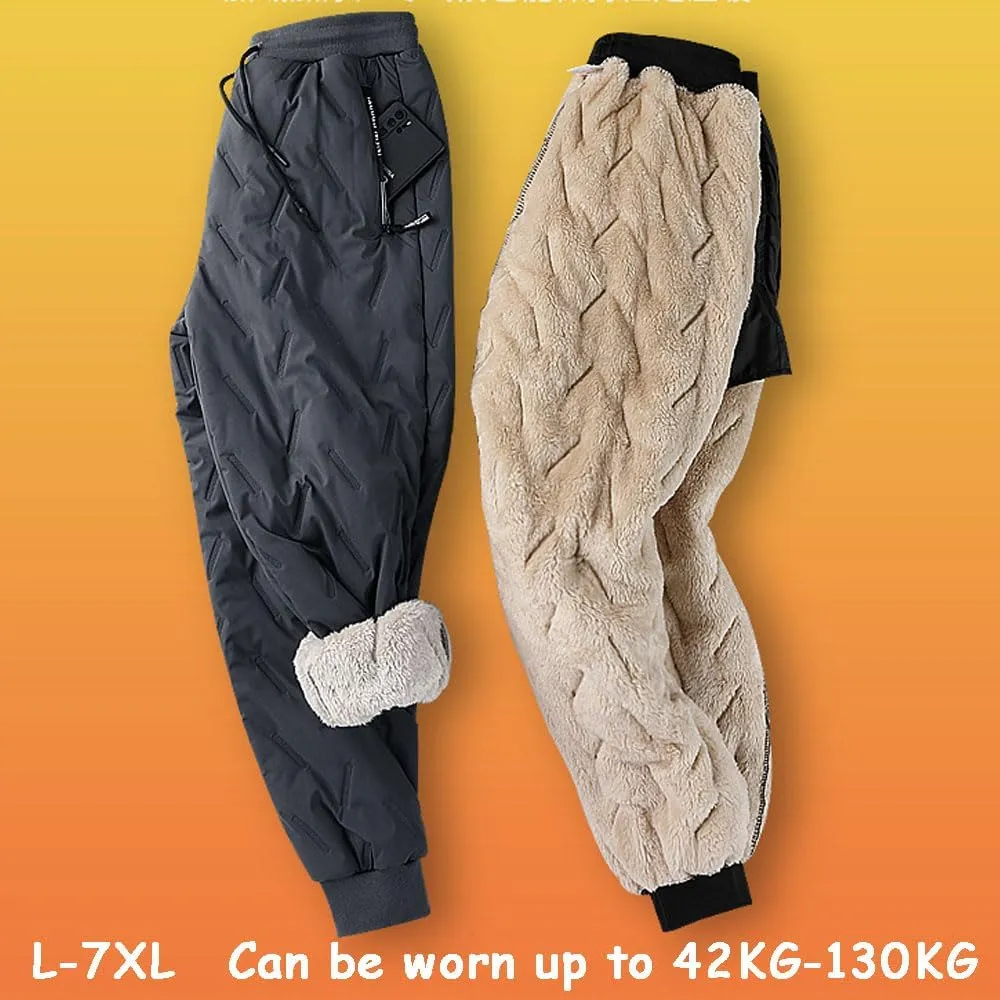 Kapley Unisex Lambswool Fleece-Lined Joggers, Winter Fleece Jogging Bottoms, Elastic Waist Sweatpants