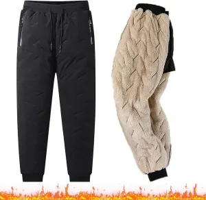 Kapley Unisex Lambswool Fleece-Lined Joggers, Winter Fleece Jogging Bottoms, Elastic Waist Sweatpants