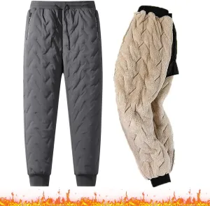 Kapley Unisex Lambswool Fleece-Lined Joggers, Winter Fleece Jogging Bottoms, Elastic Waist Sweatpants