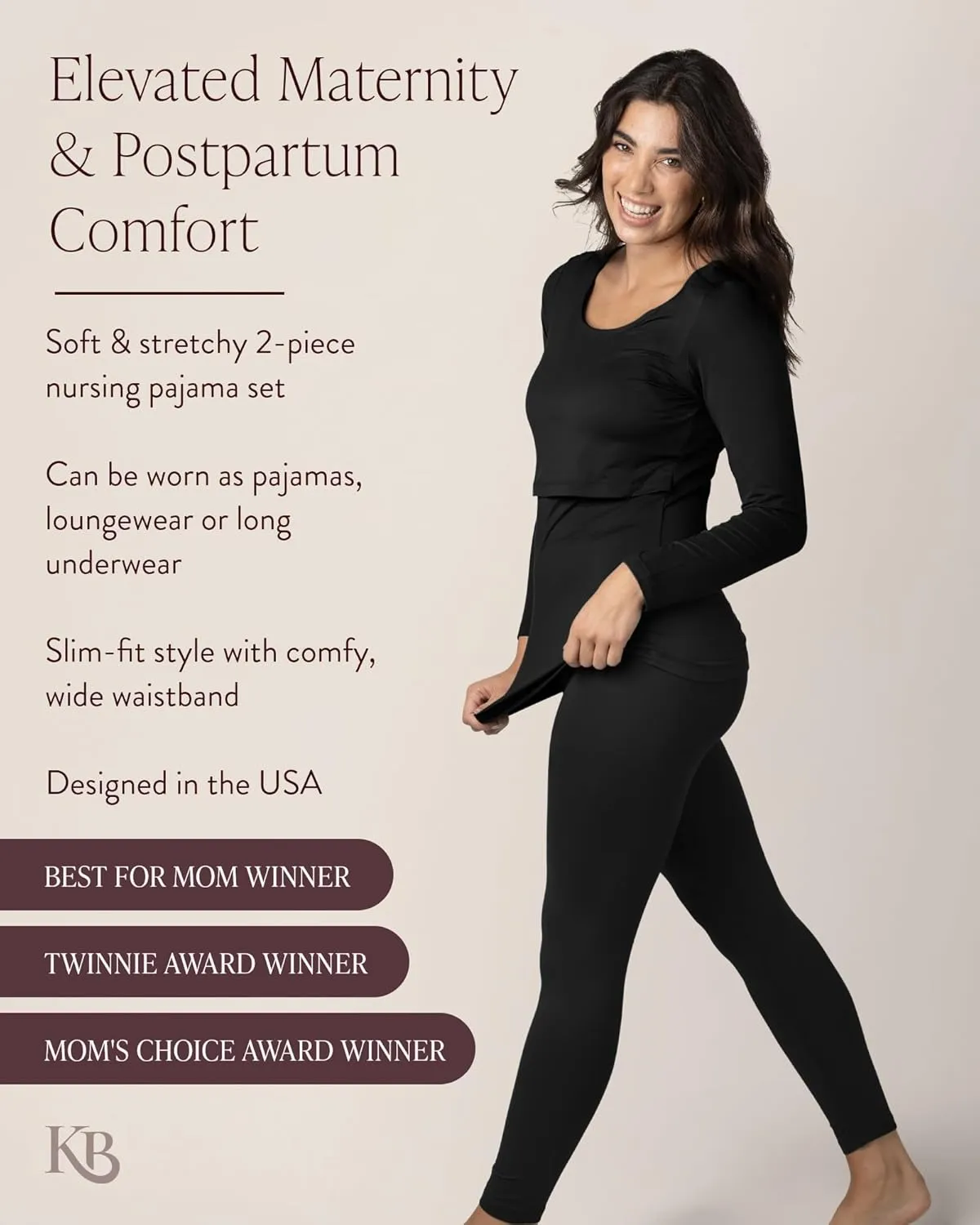 Kindred Bravely Jane Long Sleeve Maternity Pajama Set for Breastfeeding & Nursing