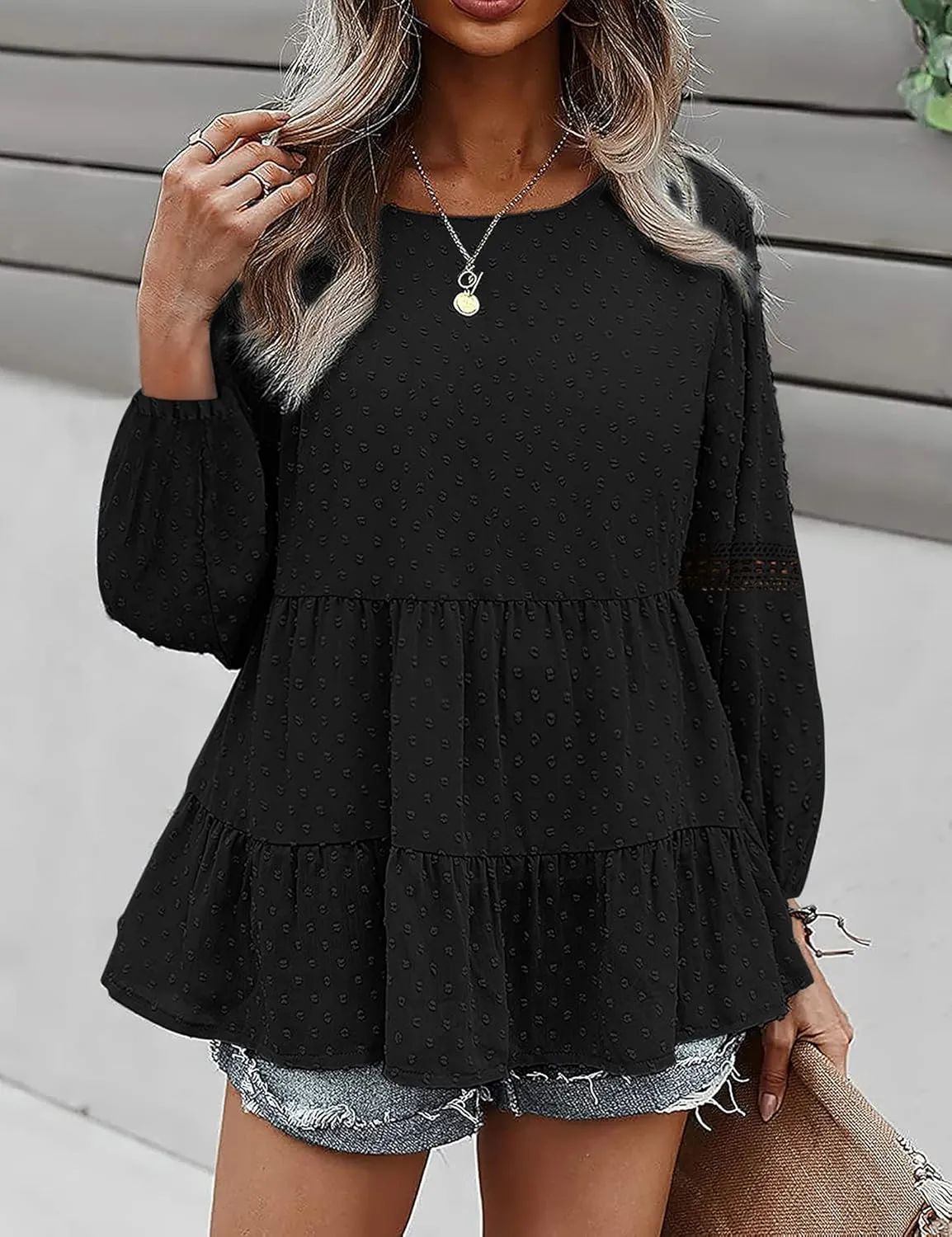 KOJOOIN Women's Loose Peplum Tops