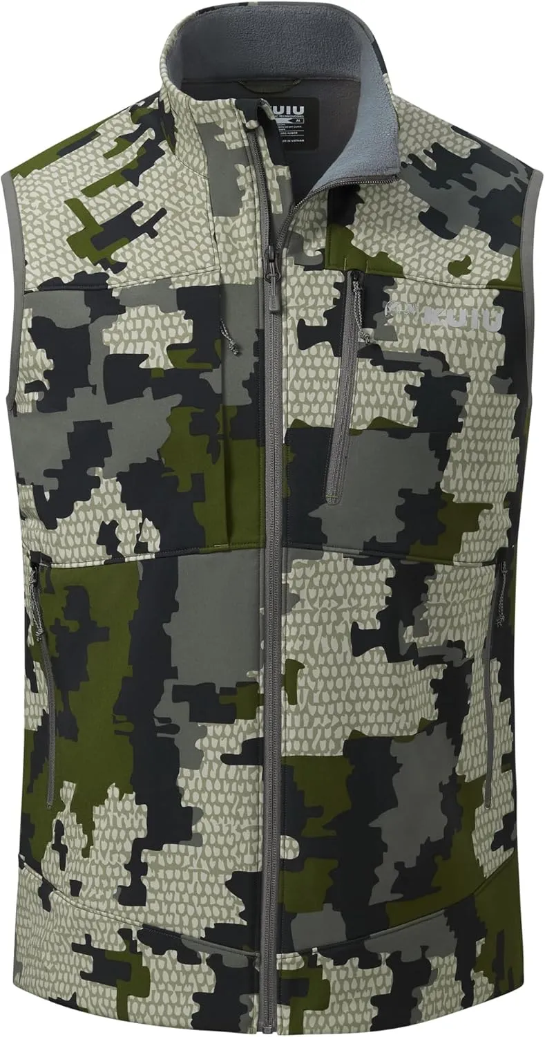 KUIU Guide PRO Vest – Wind & Water-Resistant Soft Shell Hunting Vest, Durable & Quiet with Fleece Lining for Cold Weather