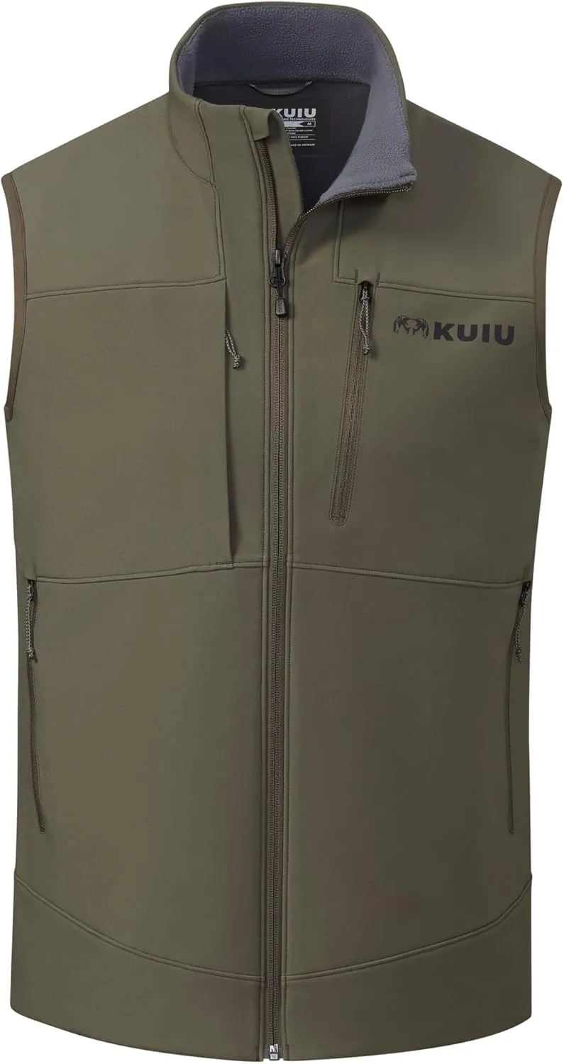 KUIU Guide PRO Vest – Wind & Water-Resistant Soft Shell Hunting Vest, Durable & Quiet with Fleece Lining for Cold Weather