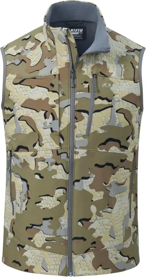 KUIU Guide PRO Vest – Wind & Water-Resistant Soft Shell Hunting Vest, Durable & Quiet with Fleece Lining for Cold Weather