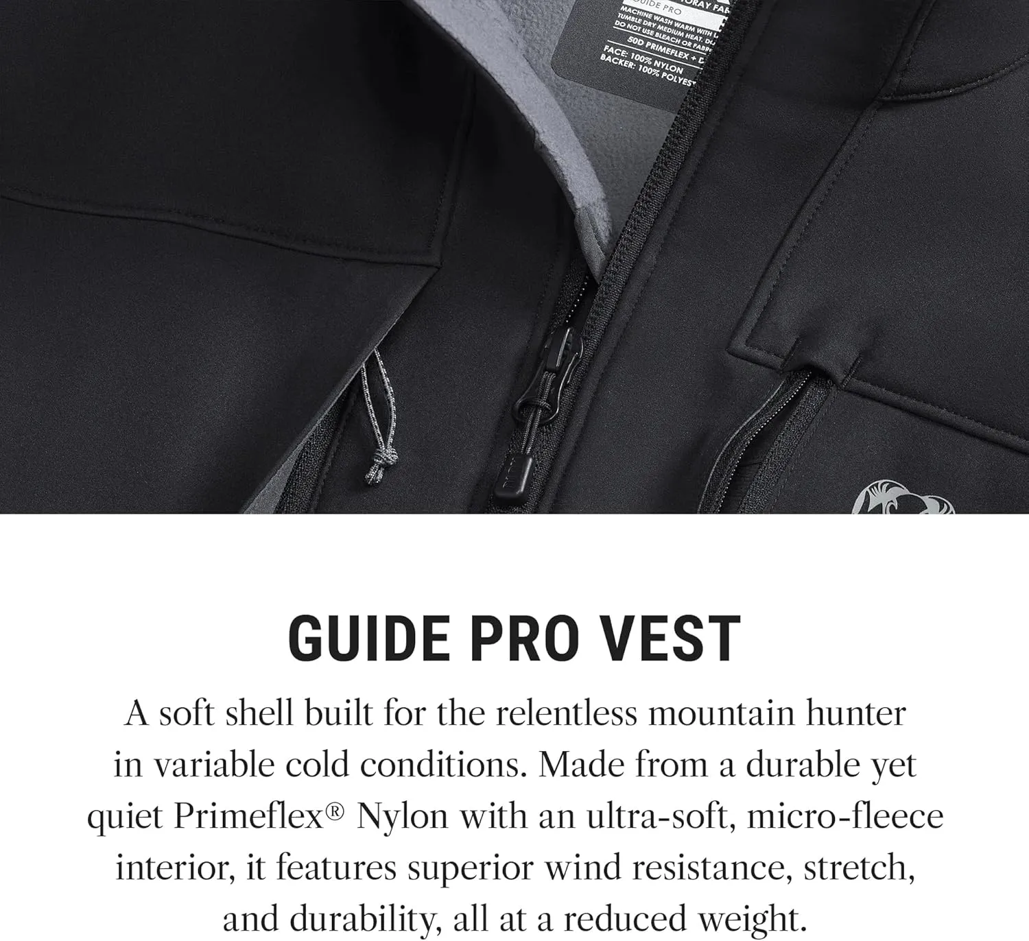 KUIU Guide PRO Vest – Wind & Water-Resistant Soft Shell Hunting Vest, Durable & Quiet with Fleece Lining for Cold Weather