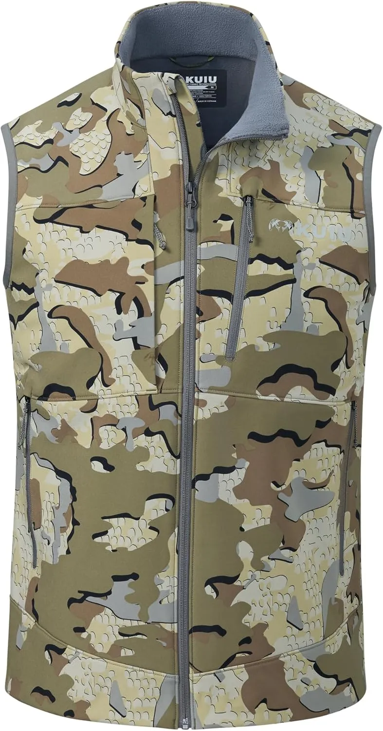 KUIU Guide PRO Vest – Wind & Water-Resistant Soft Shell Hunting Vest, Durable & Quiet with Fleece Lining for Cold Weather