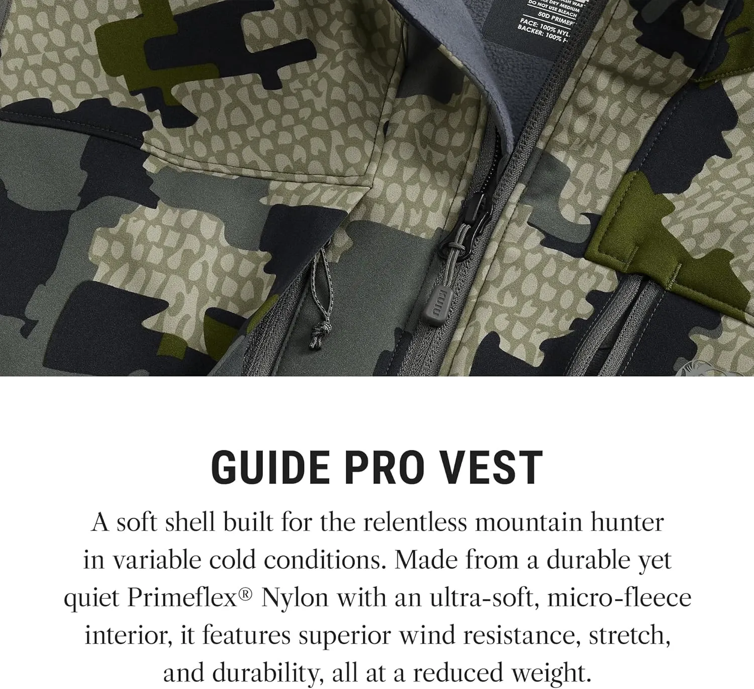 KUIU Guide PRO Vest – Wind & Water-Resistant Soft Shell Hunting Vest, Durable & Quiet with Fleece Lining for Cold Weather