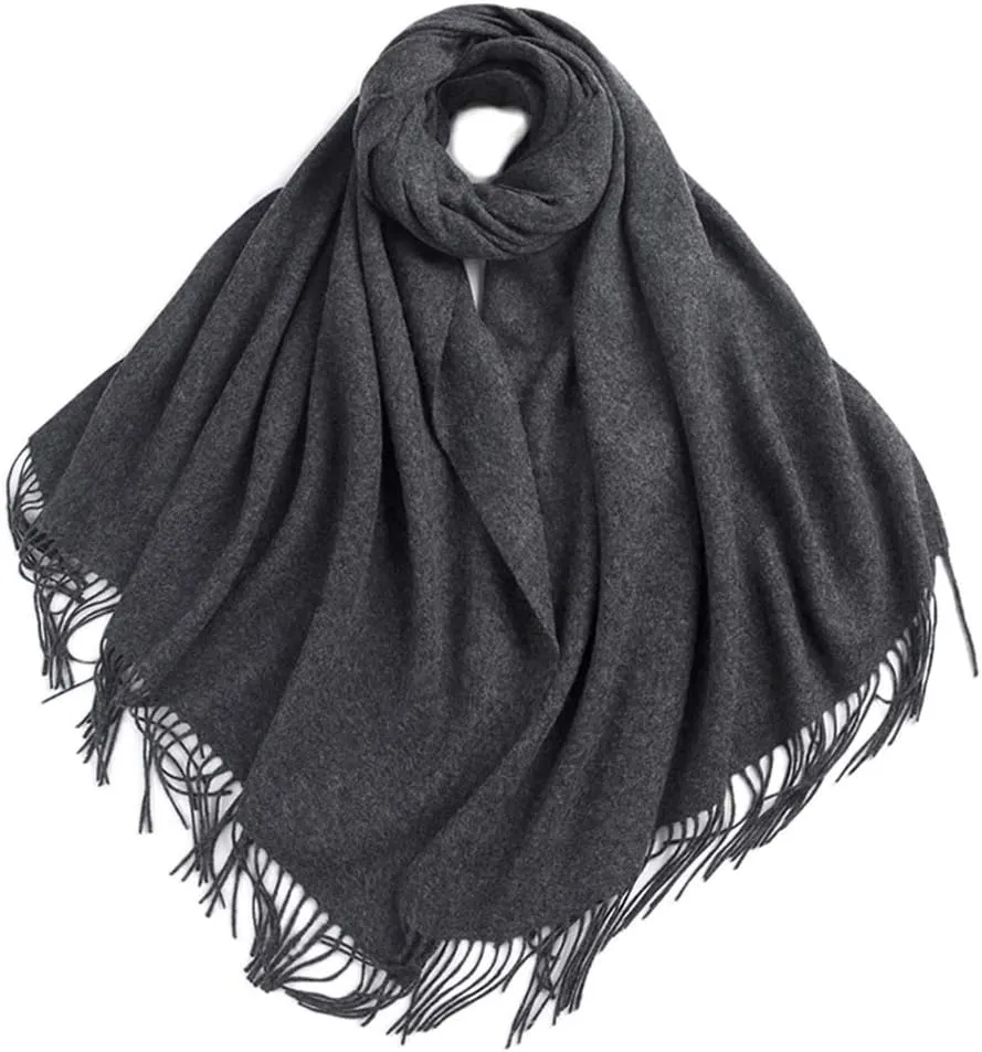 LaniLani 100% Merino Wool Scarf Shawl for Women, Warm and Oversized, Pashmina Cashmere feel, 78” x 28”, Winter Gift for Women