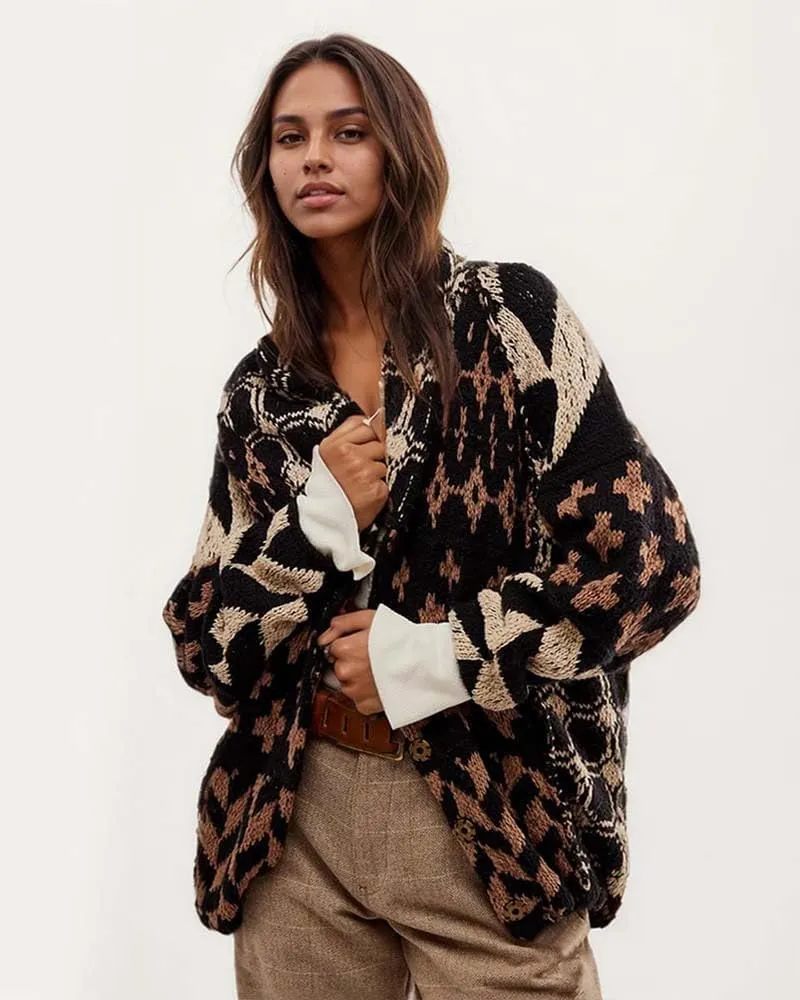LaurelTree Womens Cardigan Sweaters Open Front Button up Weaters Y2k Knit Chunky Winter Outerwear Coats with Hem Drawstring