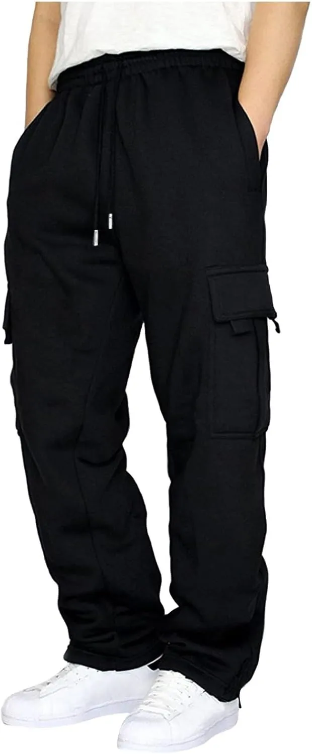 LCMTWX Mens Joggers Summer Pants Trousers Casual Overalls Straight Men's Multi Pocket Men's Pants Heavyweight Fleece