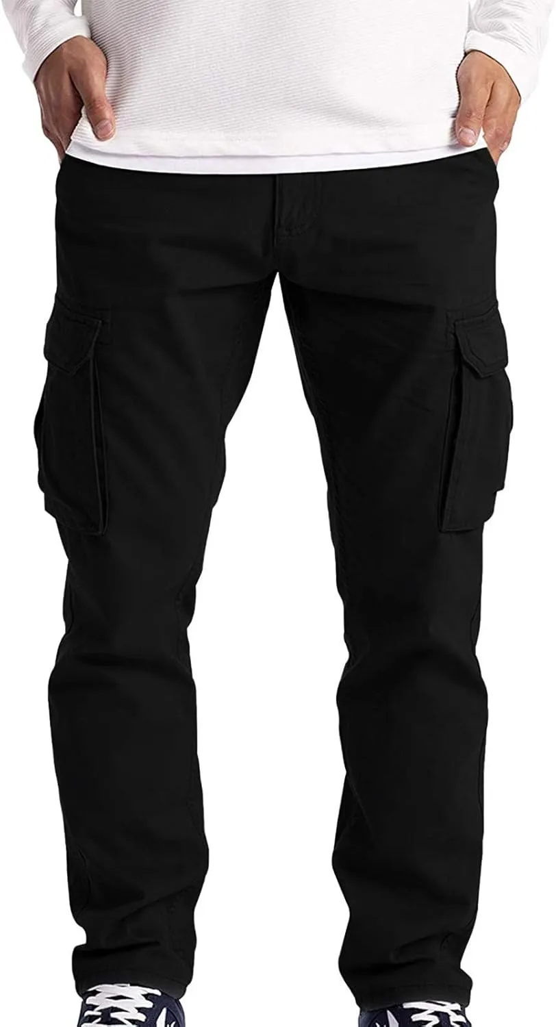 LCMTWX Mens Joggers Summer Pants Trousers Casual Overalls Straight Men's Multi Pocket Men's Pants Heavyweight Fleece