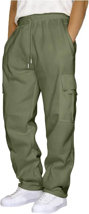 LCMTWX Mens Joggers Summer Pants Trousers Casual Overalls Straight Men's Multi Pocket Men's Pants Heavyweight Fleece