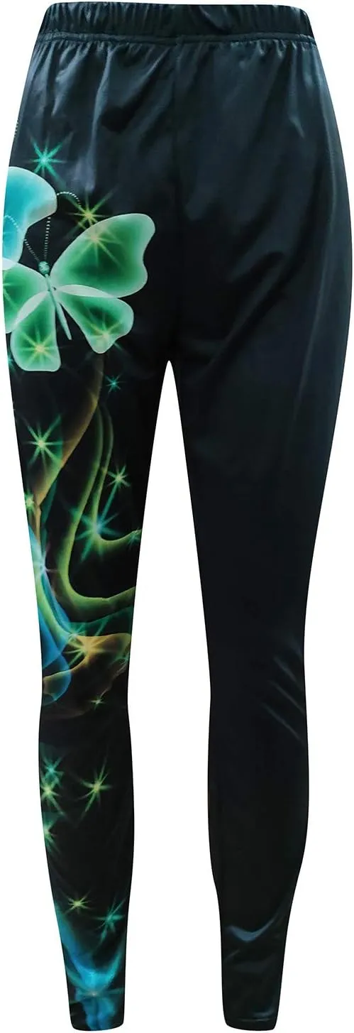 LCMTWX Workout Leggings Autumn Casual Print Leggings Boot Pants Workout Leggings Winter Warm Thick Tights High Waisted