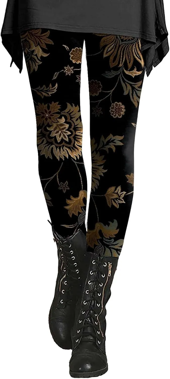 Leggings for Women with Pockets Tummy Control Patterned Work Pants for Women Workout Bottoms for Women