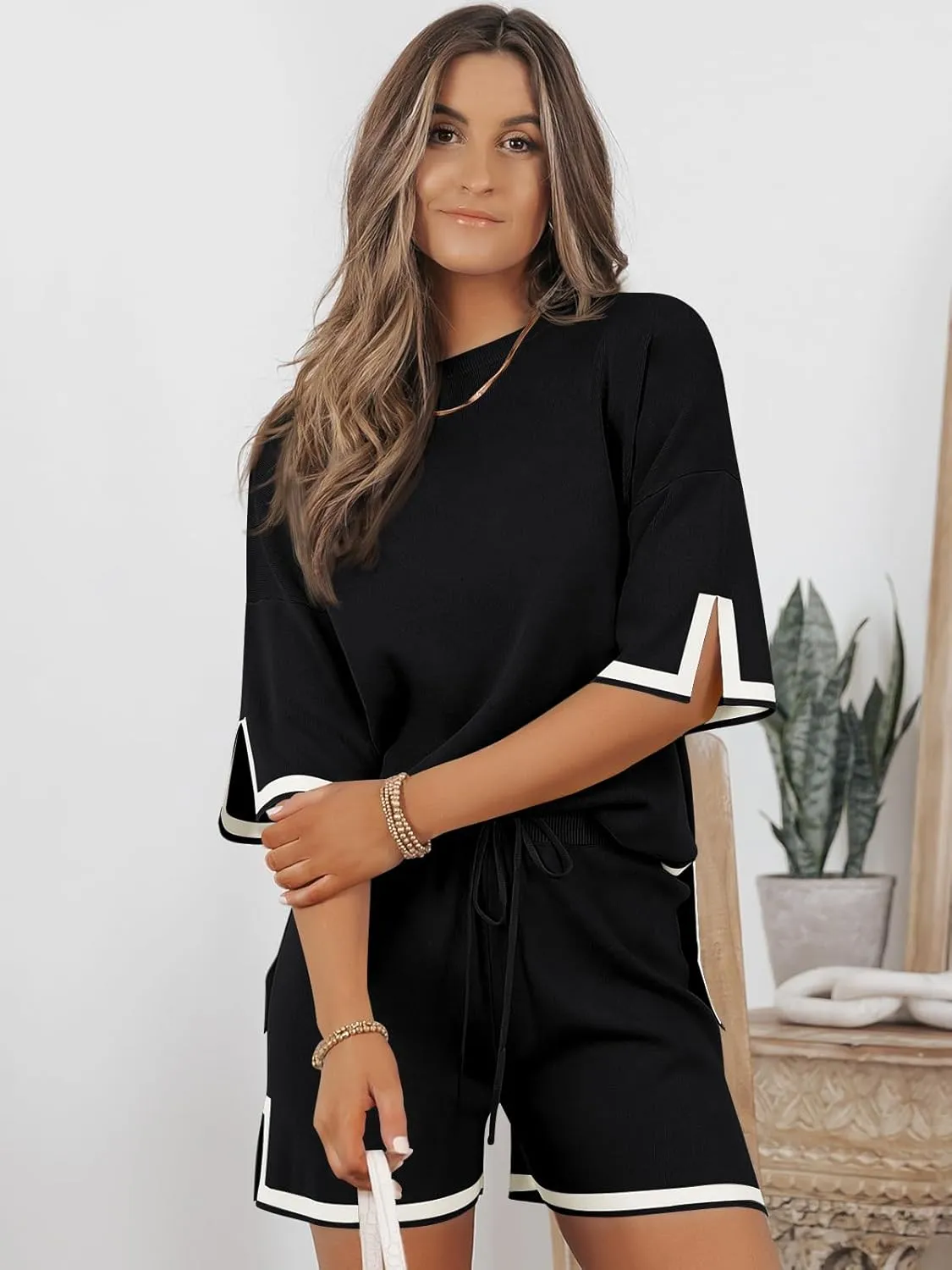 LILLUSORY 2 Piece Sets for Women Summer 2025 Two Piece Matching Lounge Sets Short Casual Outfits Cute Vacation Clothes