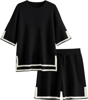 LILLUSORY 2 Piece Sets for Women Summer 2025 Two Piece Matching Lounge Sets Short Casual Outfits Cute Vacation Clothes