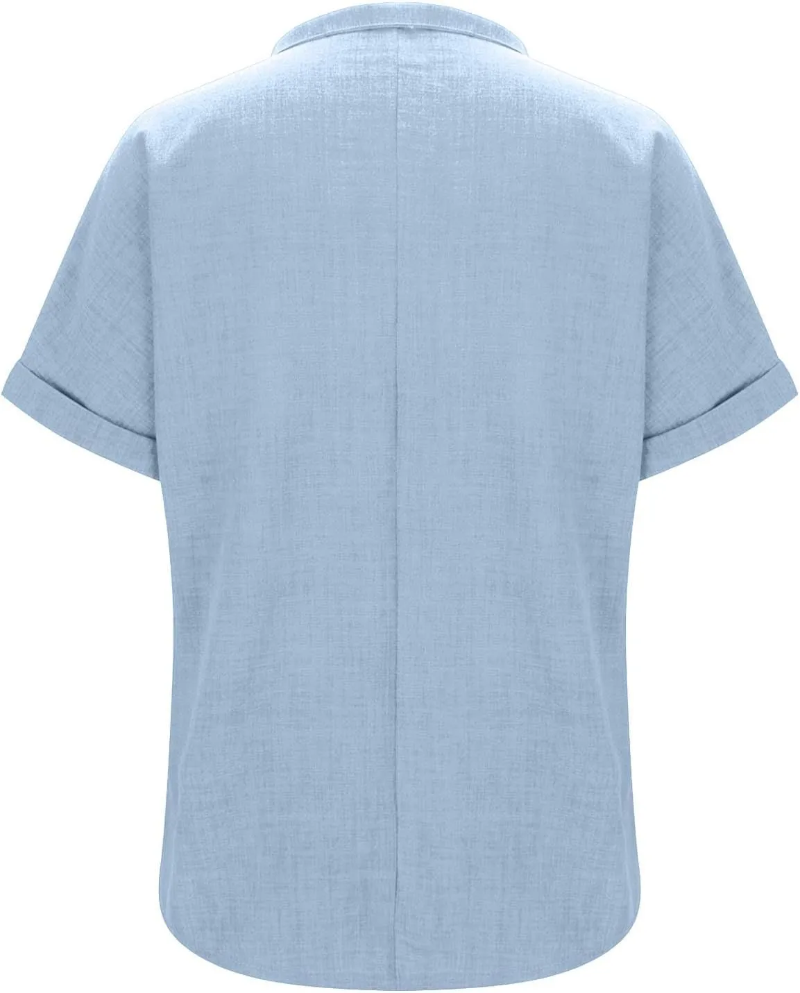 Linen Tops for Women Cute Short Sleeve V Neck Pullover Curved Hem Loose Fit T-Shirts 2025 Summer Outfits Clothes