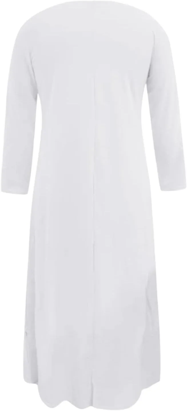 Long Womens Under Dress Dress Islamic Dress Sleeve Solid Abaya Muslim Casual Women's Long Dresses for Women