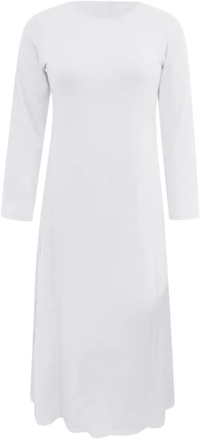 Long Womens Under Dress Dress Islamic Dress Sleeve Solid Abaya Muslim Casual Women's Long Dresses for Women