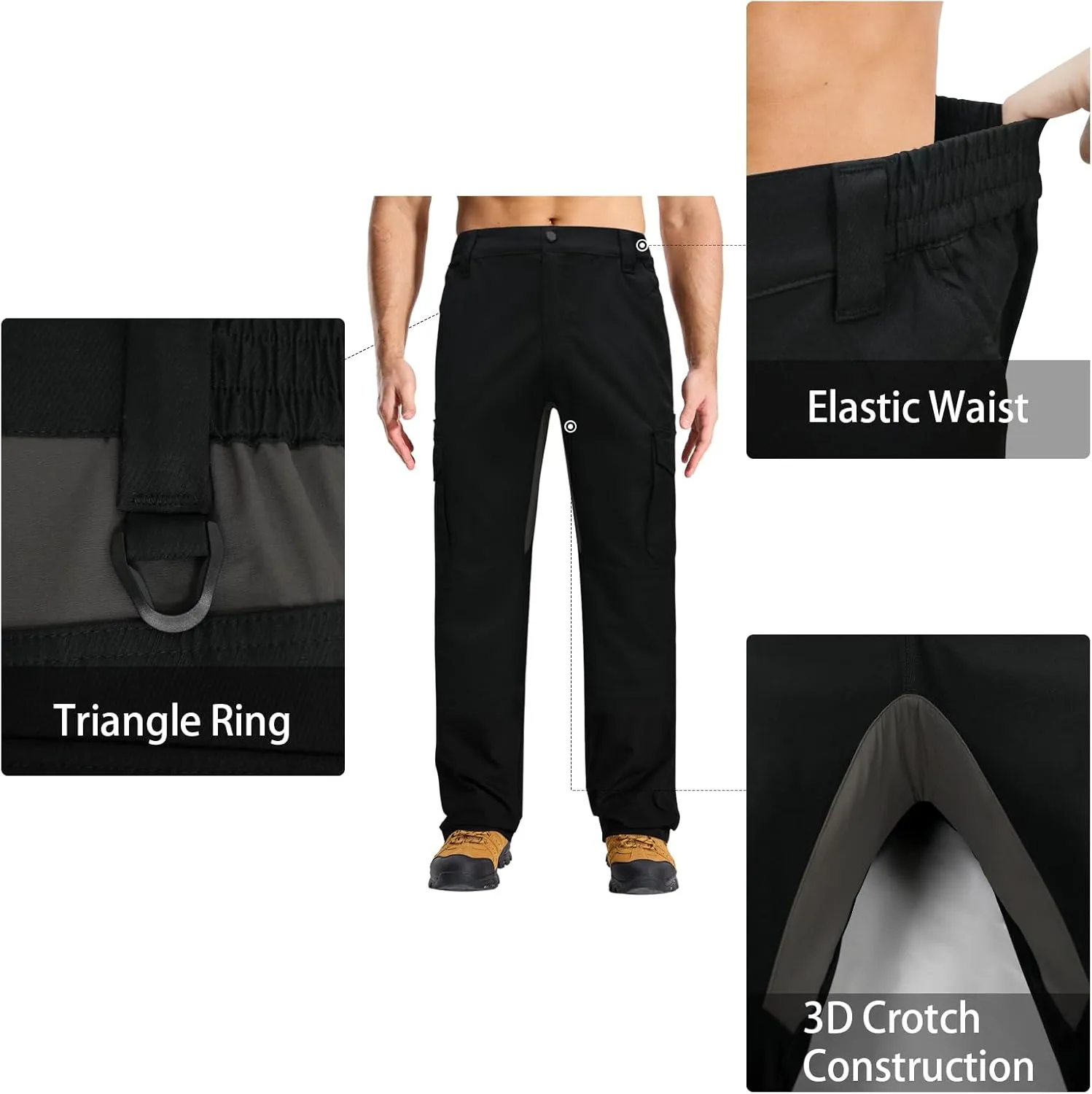 LOOGU Men's Water Resistant Tactical Pants, Ripstop Cargo Pants with 8 Pockets Hiking Work Outdoor