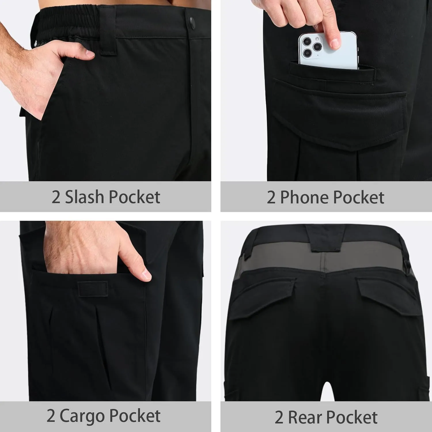 LOOGU Men's Water Resistant Tactical Pants, Ripstop Cargo Pants with 8 Pockets Hiking Work Outdoor