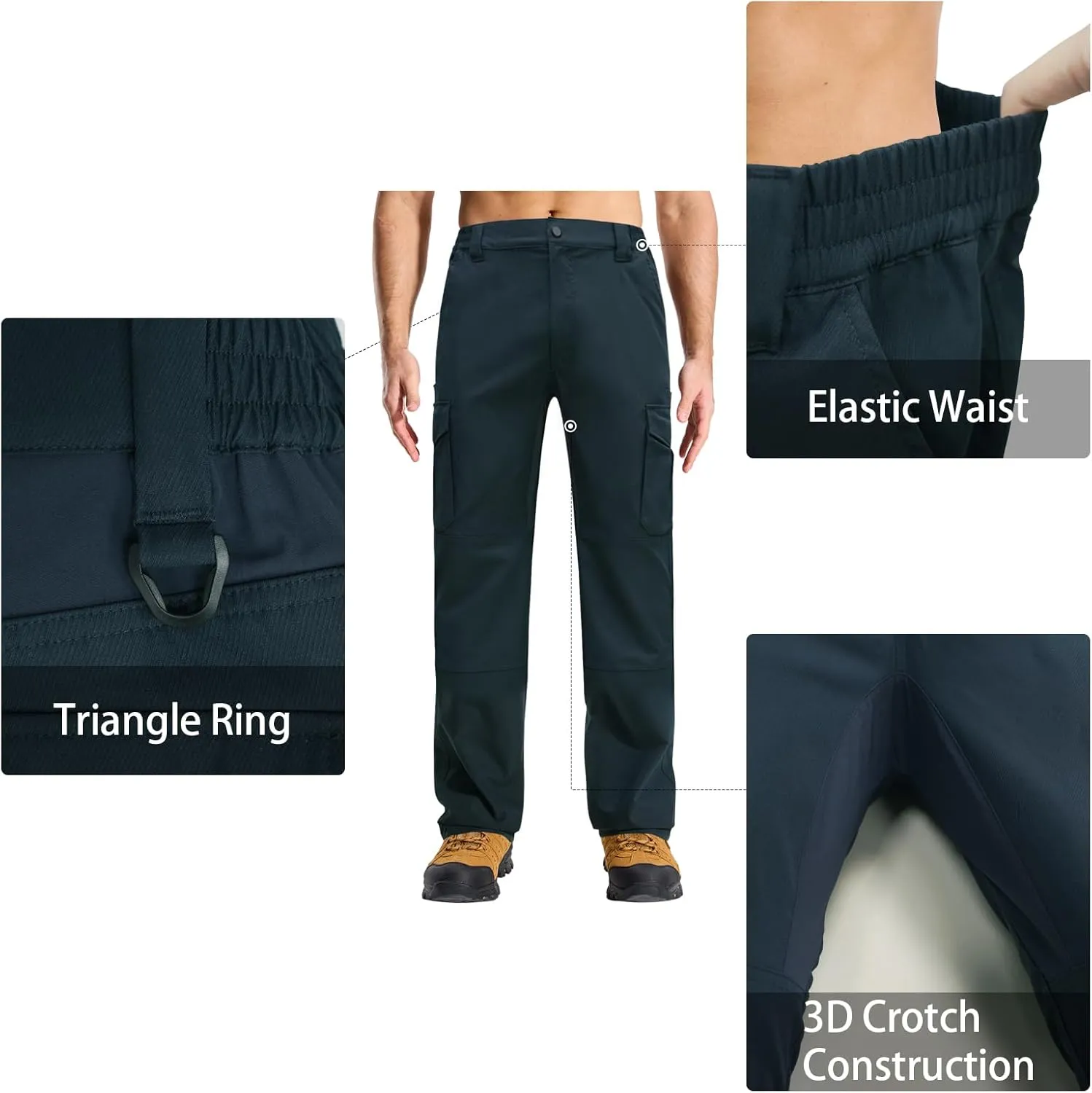 LOOGU Men's Water Resistant Tactical Pants, Ripstop Cargo Pants with 8 Pockets Hiking Work Outdoor