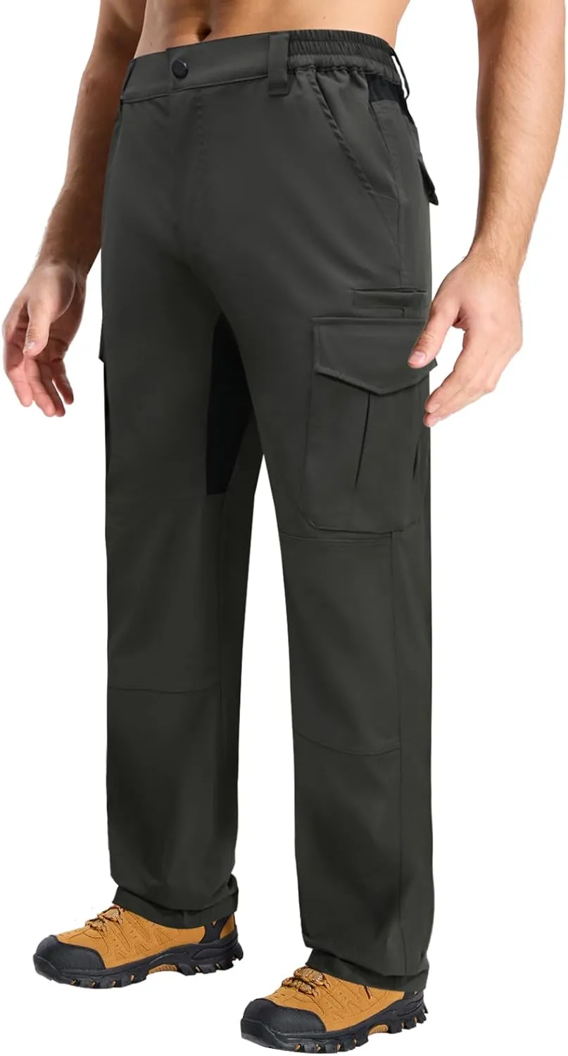 LOOGU Men's Water Resistant Tactical Pants, Ripstop Cargo Pants with 8 Pockets Hiking Work Outdoor