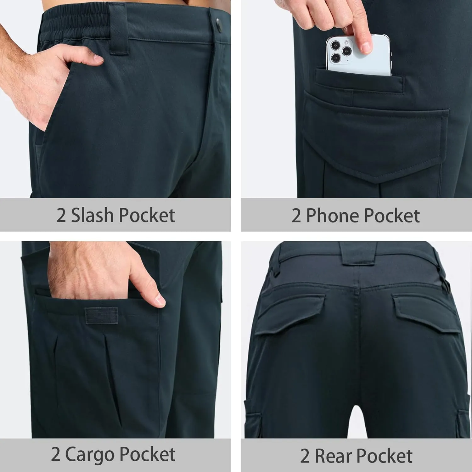 LOOGU Men's Water Resistant Tactical Pants, Ripstop Cargo Pants with 8 Pockets Hiking Work Outdoor