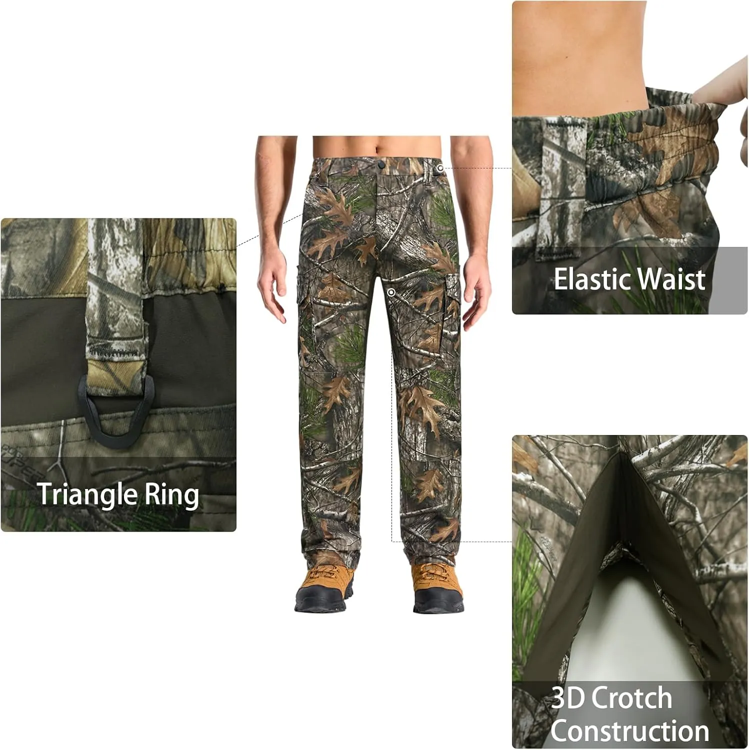 LOOGU Men's Water Resistant Tactical Pants, Ripstop Cargo Pants with 8 Pockets Hiking Work Outdoor