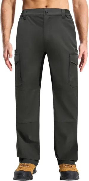 LOOGU Men's Water Resistant Tactical Pants, Ripstop Cargo Pants with 8 Pockets Hiking Work Outdoor