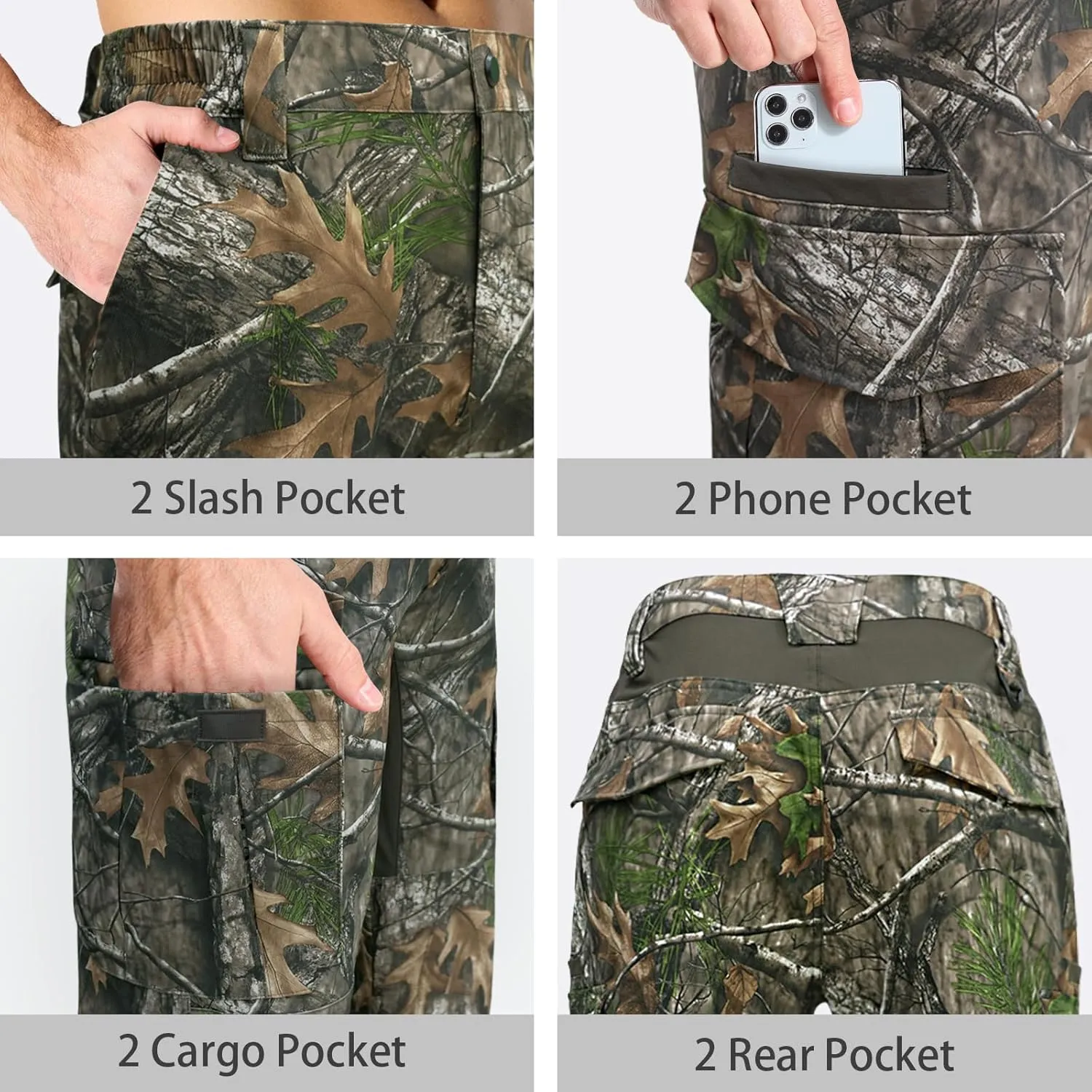 LOOGU Men's Water Resistant Tactical Pants, Ripstop Cargo Pants with 8 Pockets Hiking Work Outdoor