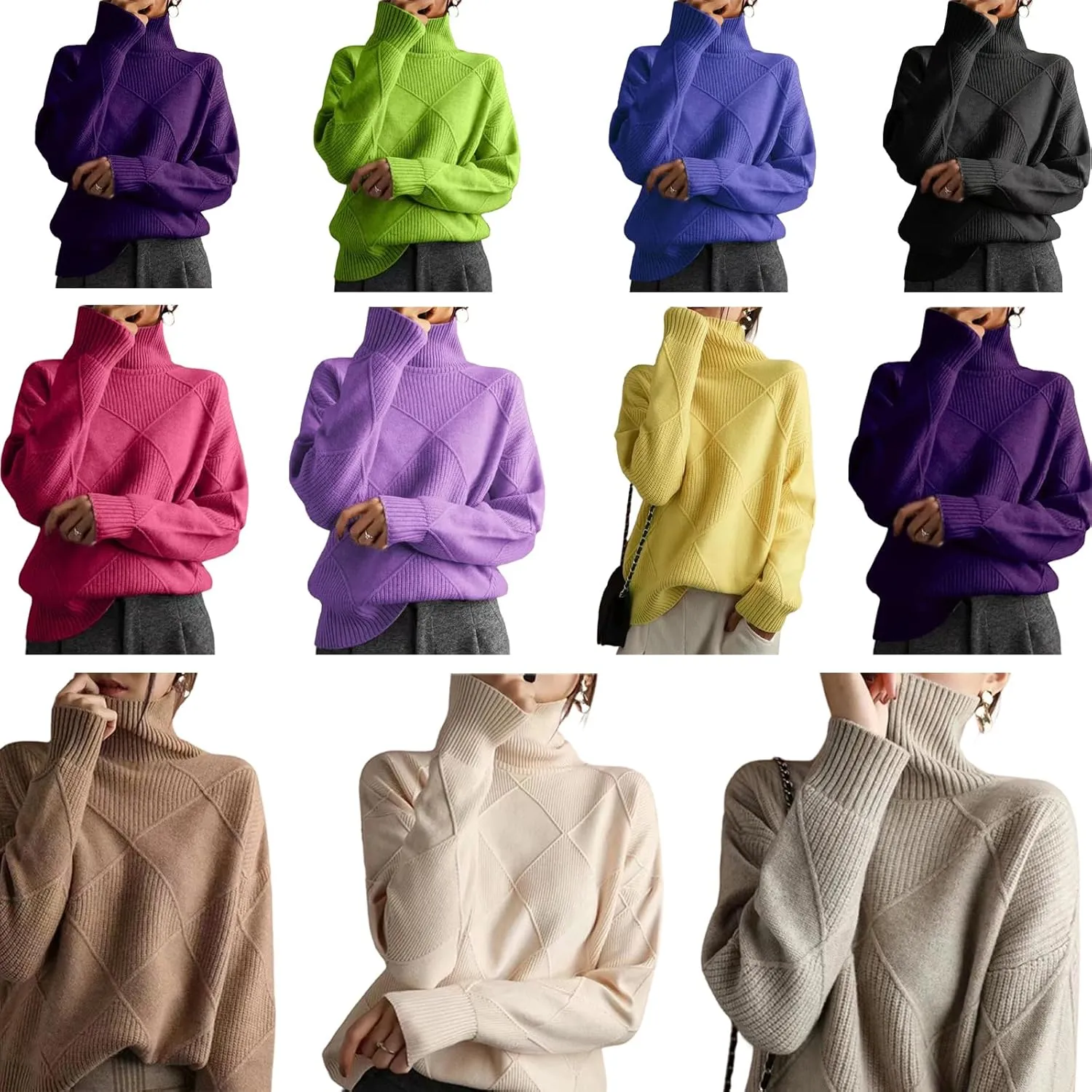 Loose Cashmere Turtleneck Sweater Cardigan