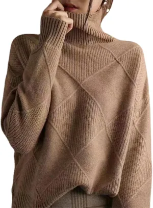 Loose Cashmere Turtleneck Sweater Cardigan