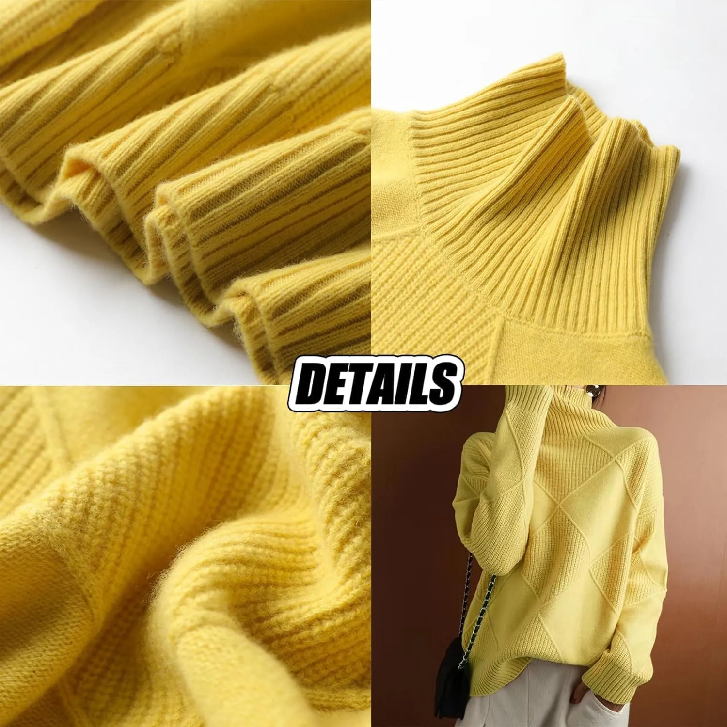 Loose Cashmere Turtleneck Sweater Cardigan