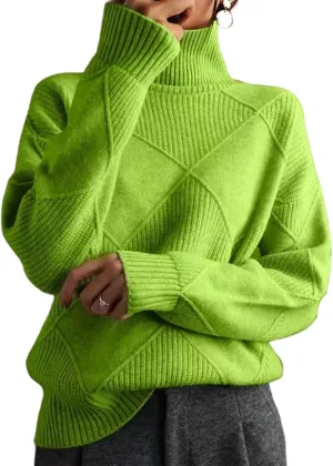 Loose Cashmere Turtleneck Sweater Cardigan