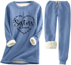 Lounge Sets for Women 2 Piece Fall Winter Outfits Warm Fleece Lined Pajama Set Sweatshirt Sweatpants Cozy Tracksuits