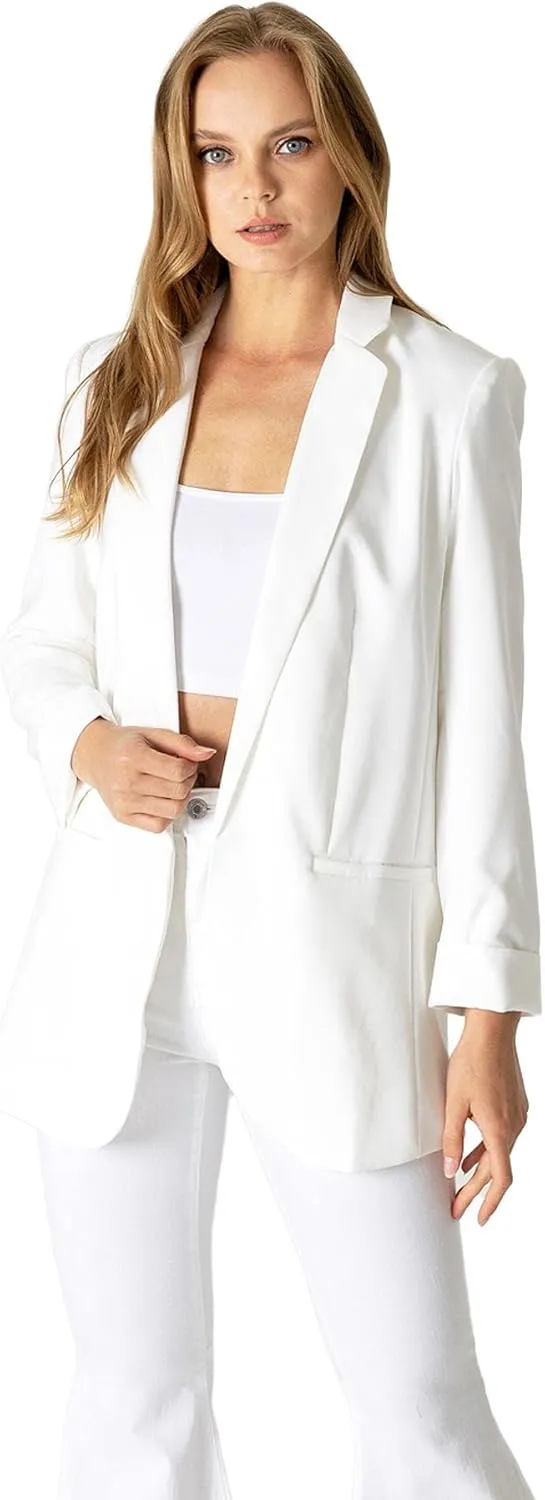Love Tree Women's Juniors Classic Office Workwear Boyfriend Blazer