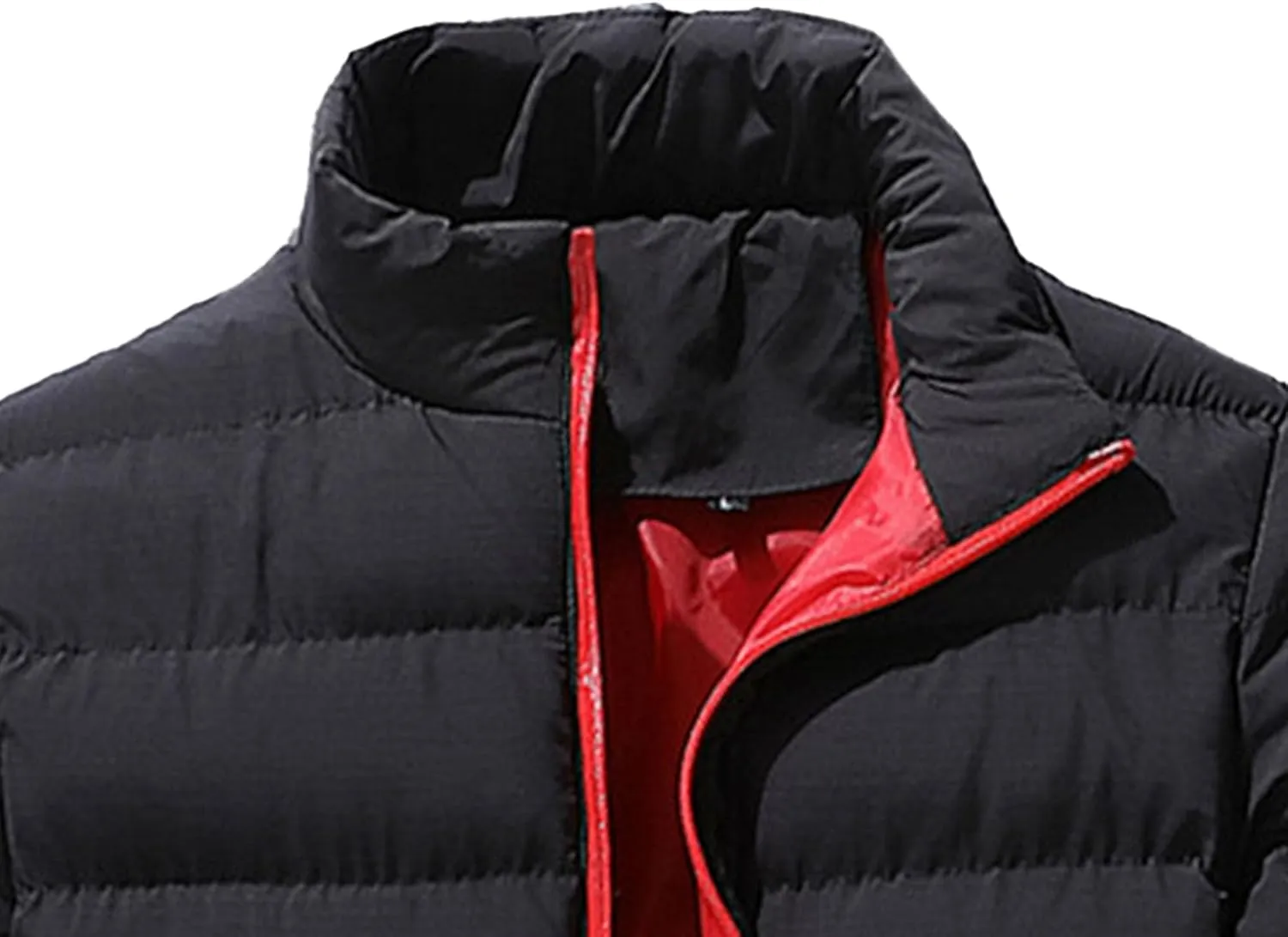 Maiyifu-GJ Men Winter Down Coat Jacket Lightweight Warm Thicken Padded Outerwear Stand Collar Ski Hiking Travel Warm Overcoat