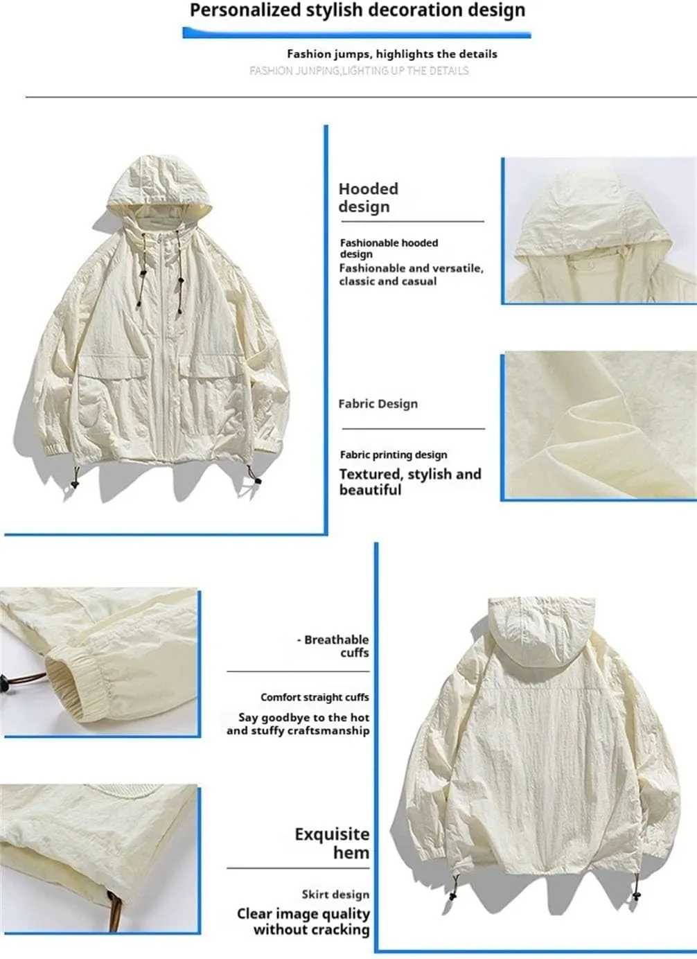 Men Loose Fit Hiking Jacket Lightweight Men's And Women's Outdoor Loose Long Sleeve Outdoor Sport Jackets