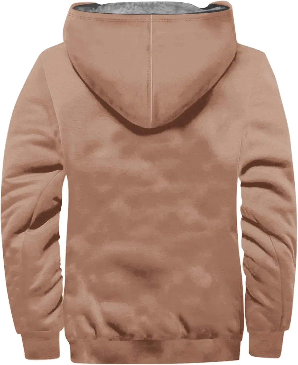 Men's Hooded Jacket Fleece Lined Zip up Warm Hoodies Sweatshirt Winter Fashion Casual Solid Hooded Coat with Pockets