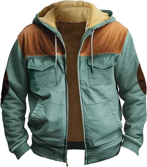 Men's Loose Jacket Coats Long Sleeve Zipper Hooded Loose-Fitting Coat Cycling Jackets for Men