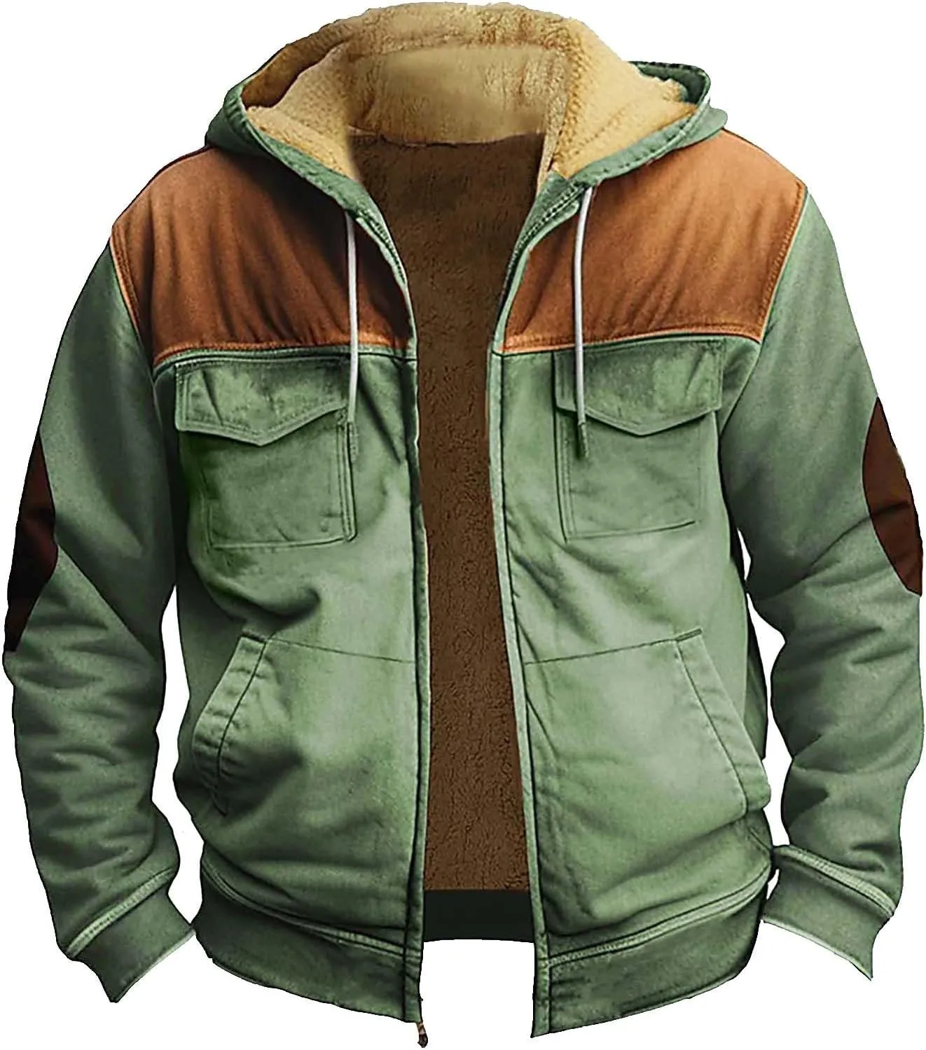 Men's Loose Jacket Coats Long Sleeve Zipper Hooded Loose-Fitting Coat Cycling Jackets for Men