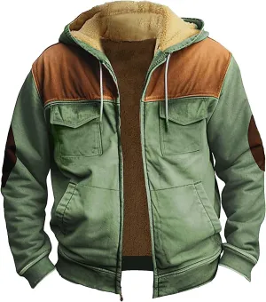 Men's Loose Jacket Coats Long Sleeve Zipper Hooded Loose-Fitting Coat Cycling Jackets for Men