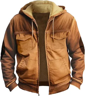 Men's Loose Jacket Coats Long Sleeve Zipper Hooded Loose-Fitting Coat Cycling Jackets for Men