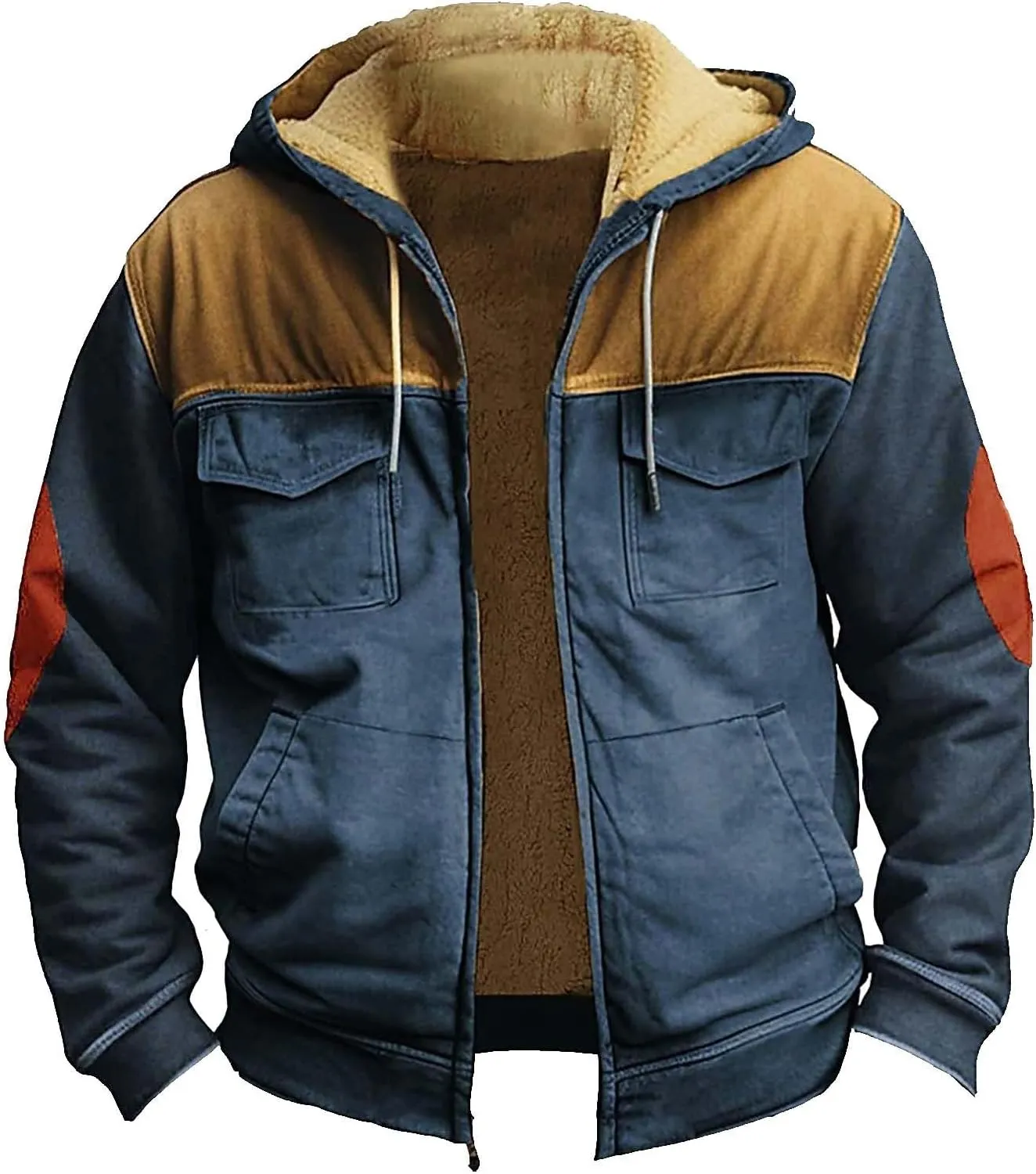 Men's Loose Jacket Coats Long Sleeve Zipper Hooded Loose-Fitting Coat Cycling Jackets for Men